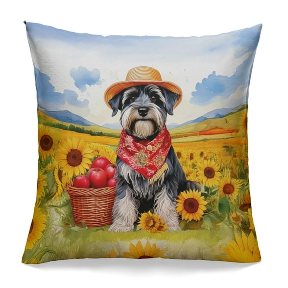 Vintage Schnauzer Says Hello Mother's Day Summer Sunflower Field Pillowcase Double Sided Miniature Schnauzer Dog Lover Pillow Case Covers - 12005