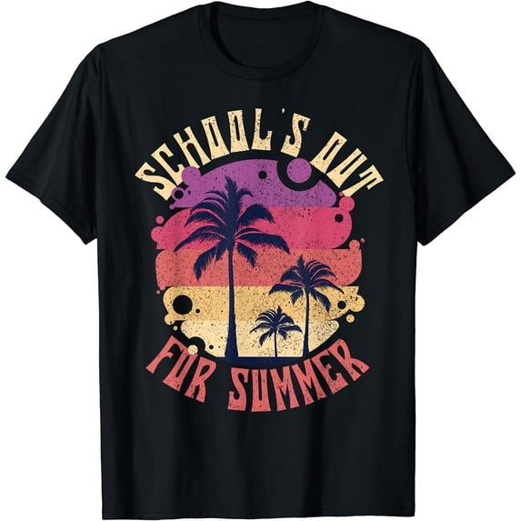 Vintage Schools Out For Summer Shirt Women Men Kids Teacher T-Shirt Black Small