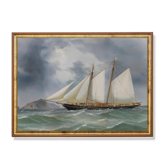 Vintage Schooner Antique Nautical Maritime Art Home Decor, 16x24 UNFRAMED