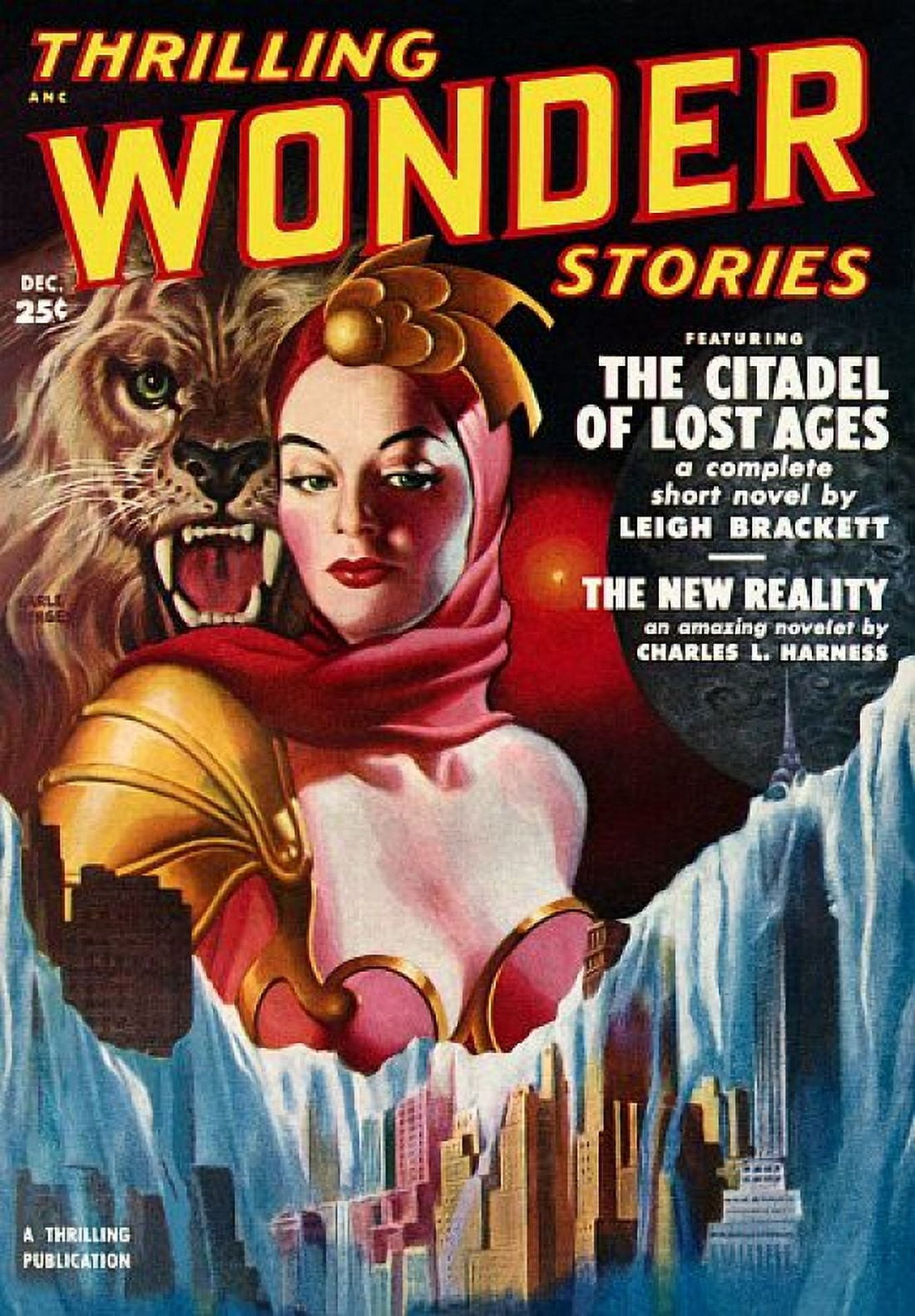 Vintage Sci Fi ANC Thrilling Wonder Stories Dec Canvas Art - (24 x 36)