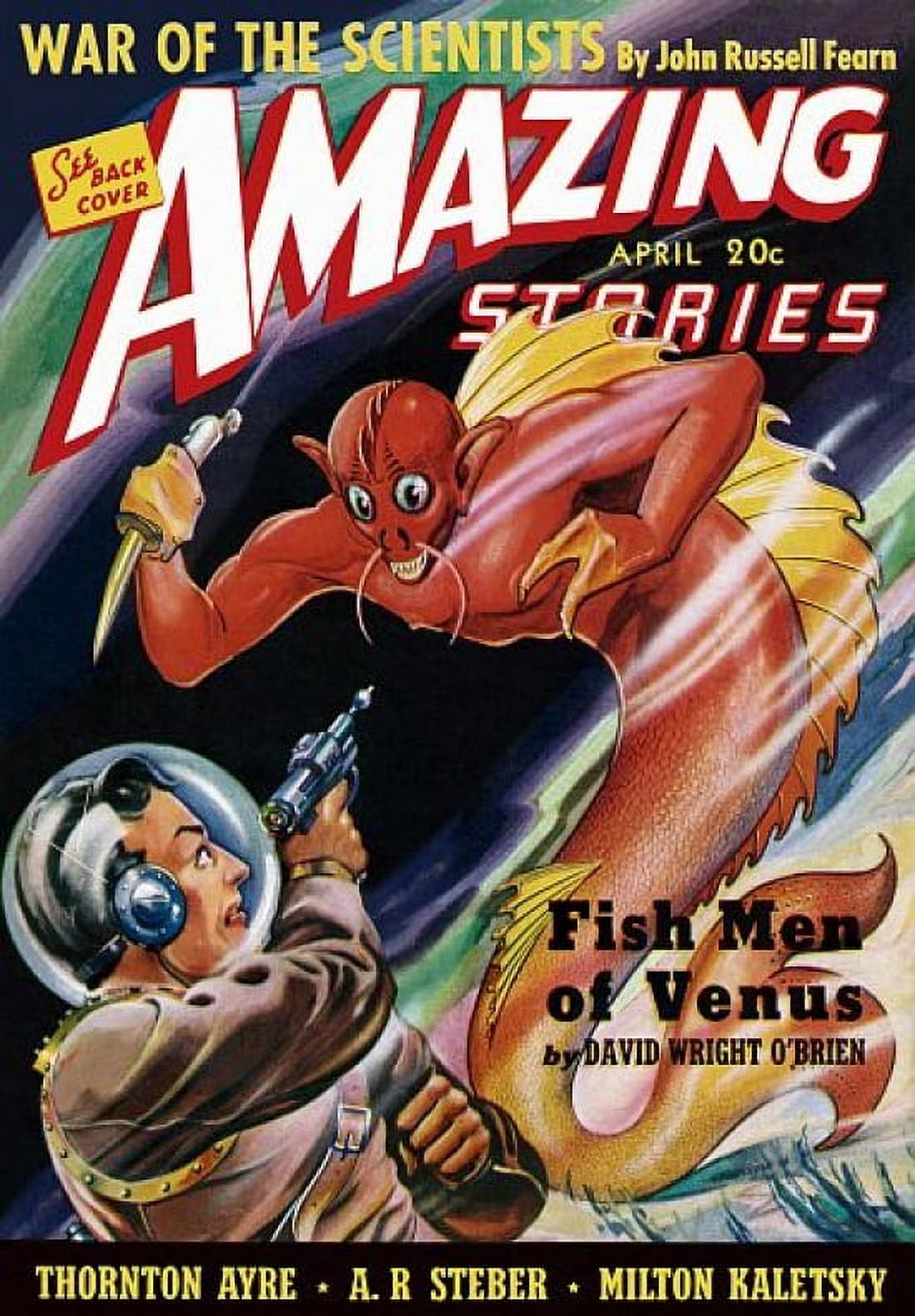 Vintage Sci Fi Amazing Stories - APRIL 20c Canvas Art - (18 x 24)