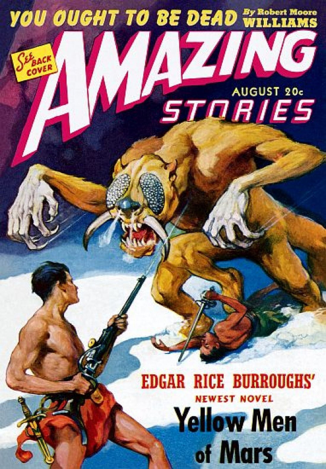 Vintage Sci Fi Amazing Stories August 20c Canvas Art - (24 x 36)