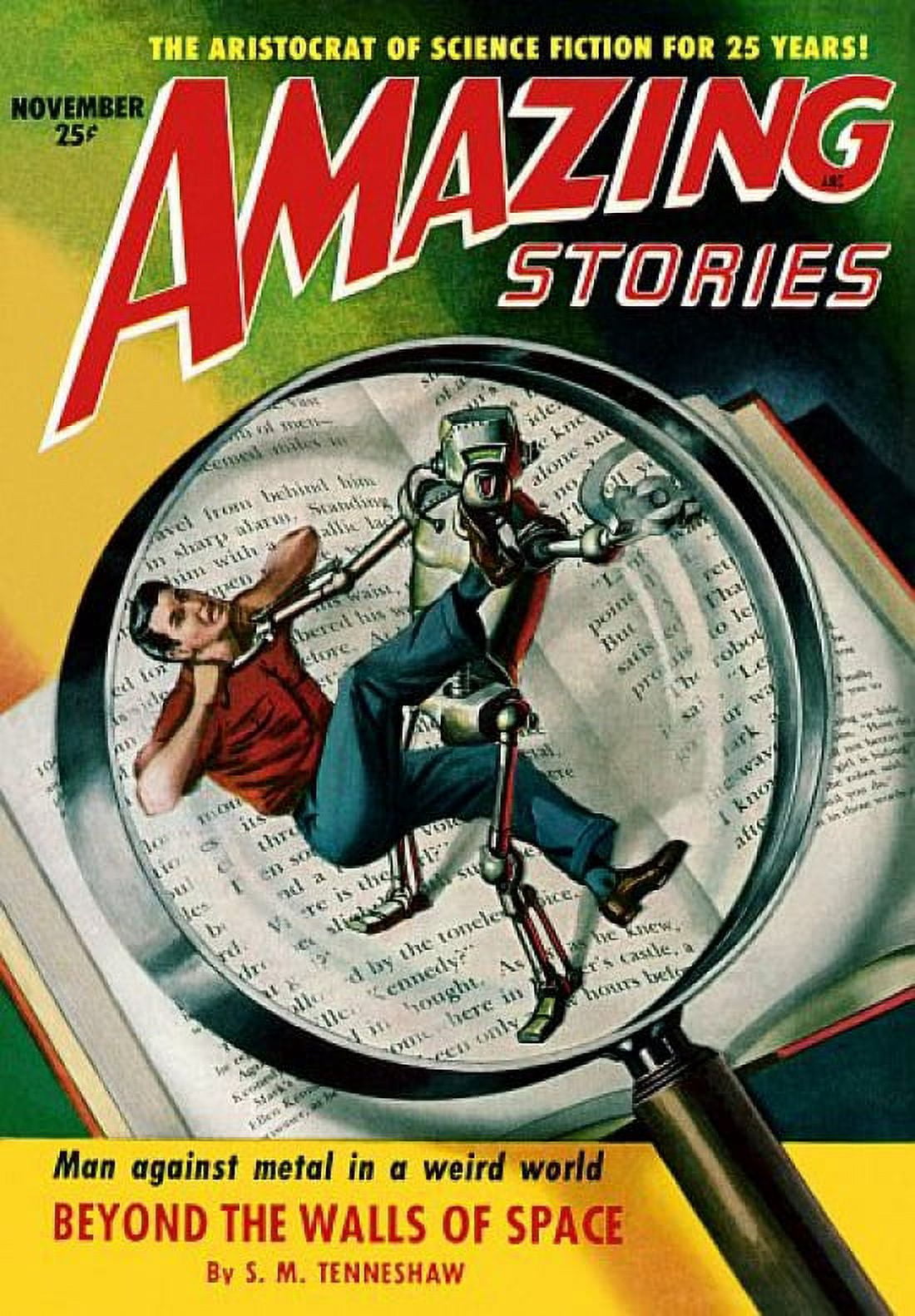 Vintage Sci Fi Amazing Stories Beyond The Walls Canvas Art - (18 x 24)