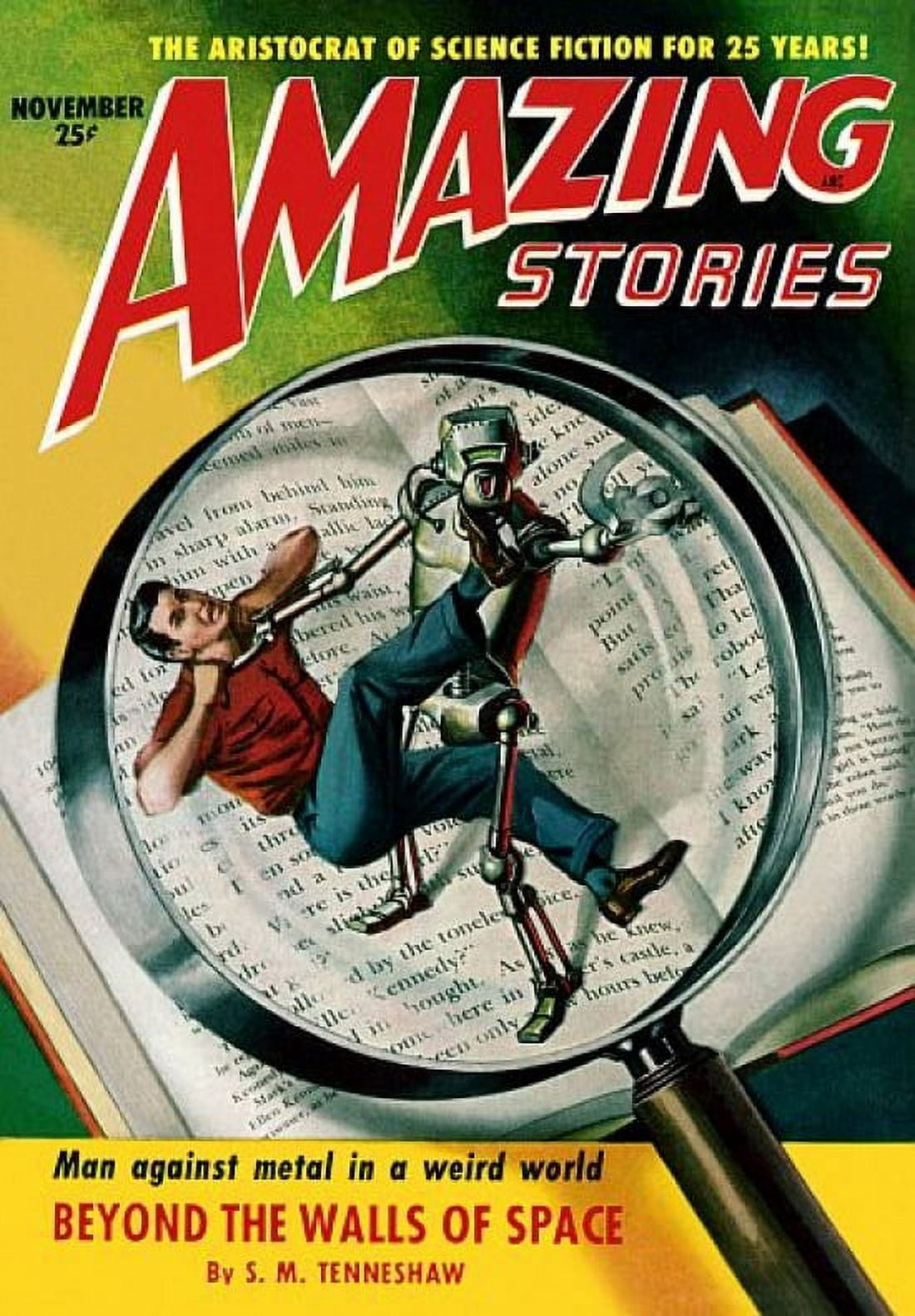 Vintage Sci Fi Amazing Stories Beyond The Walls Canvas Art - (24 x 36)