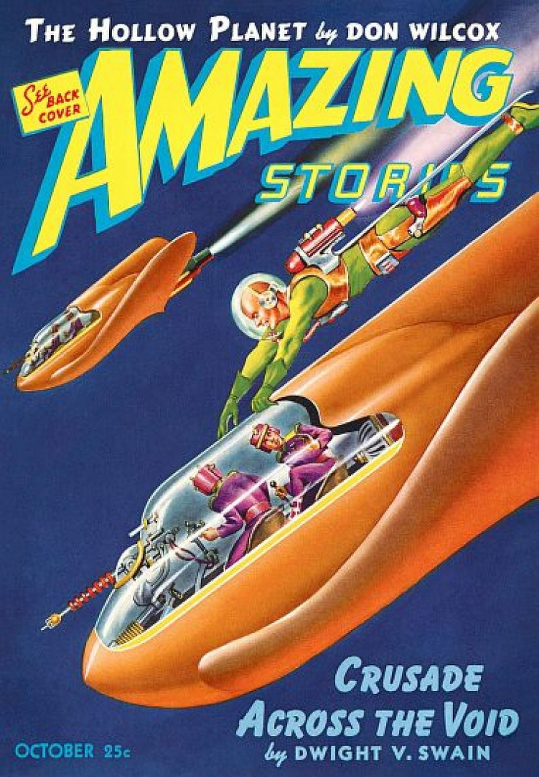 Vintage Sci Fi Amazing Stories Hollow Planet Canvas Art - (18 x 24)