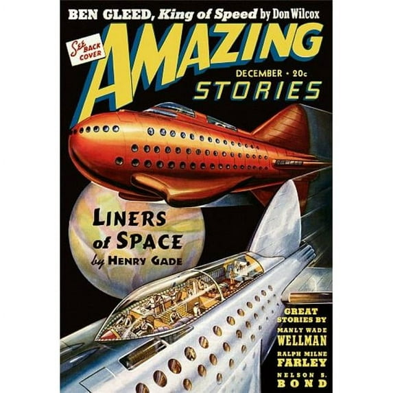 Vintage Sci Fi Amazing Stories Liners of Space Poster Print 24 x 36