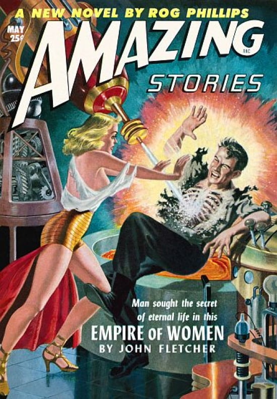 Vintage Sci Fi Amazing Stories May 25c Canvas Art - (18 x 24)