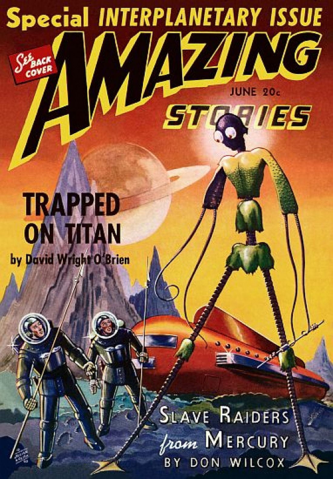 Vintage Sci Fi Amazing Stories Slave Raiders Canvas Art - (18 x 24)