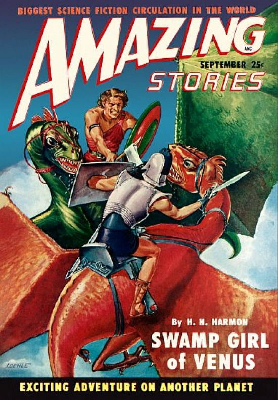 Vintage Sci Fi Amazing Stories Swamp Girl Venus Canvas Art - (24 x 36)