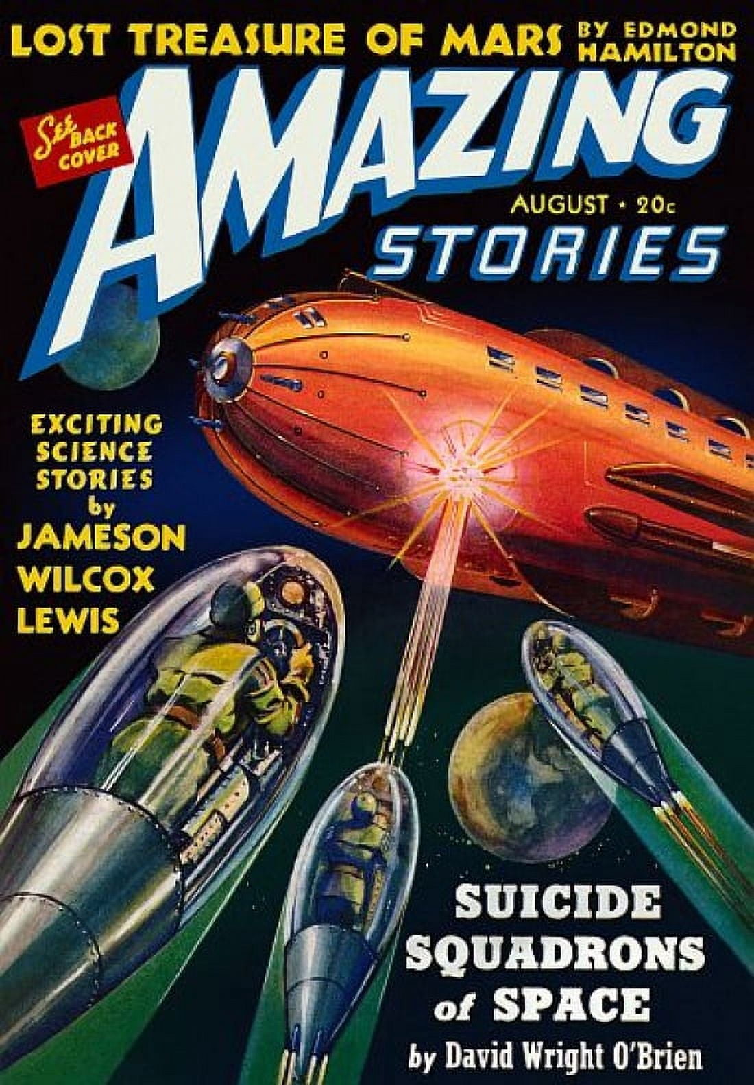 Vintage Sci Fi Amazing Stories Treasure Of Mars Canvas Art - (18 x 24)
