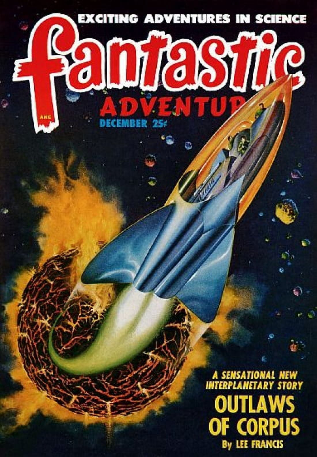 Vintage Sci Fi Fantastic Adventures December 25c Canvas Art - (18 x 24)