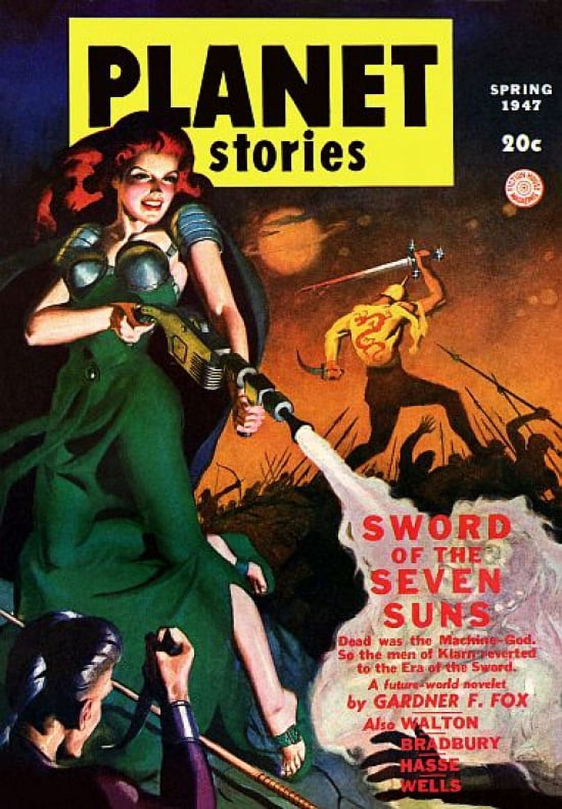 Vintage Sci Fi PLANET Stories Sword of the Seven Canvas Art - (24 x 36)