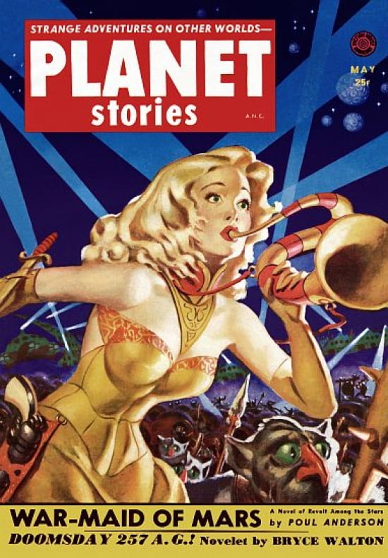 Vintage Sci Fi Planet Stories ANC May 25c Canvas Art - (18 x 24)