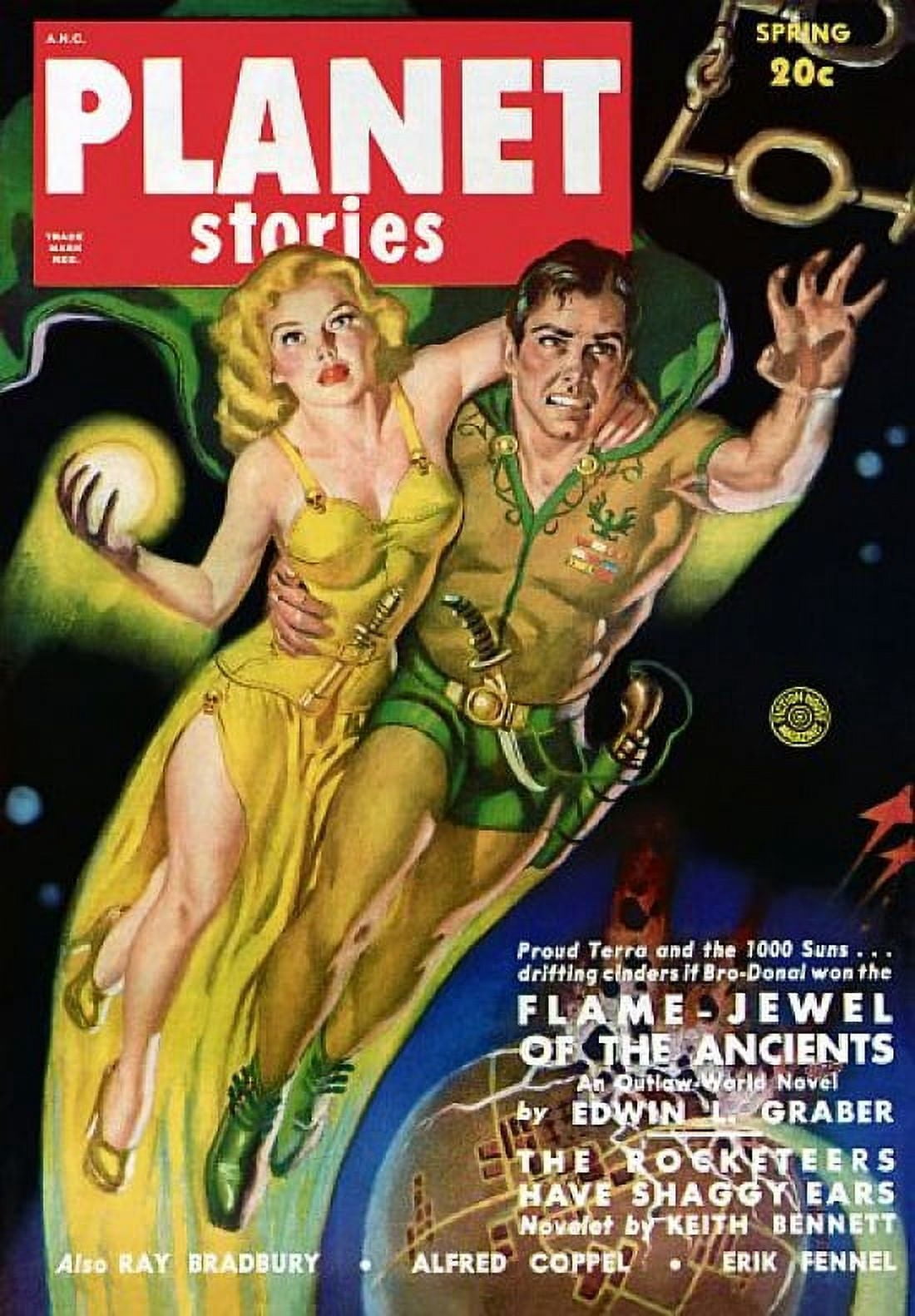 Vintage Sci Fi Planet Stories An Outlaw World Canvas Art - (18 x 24)
