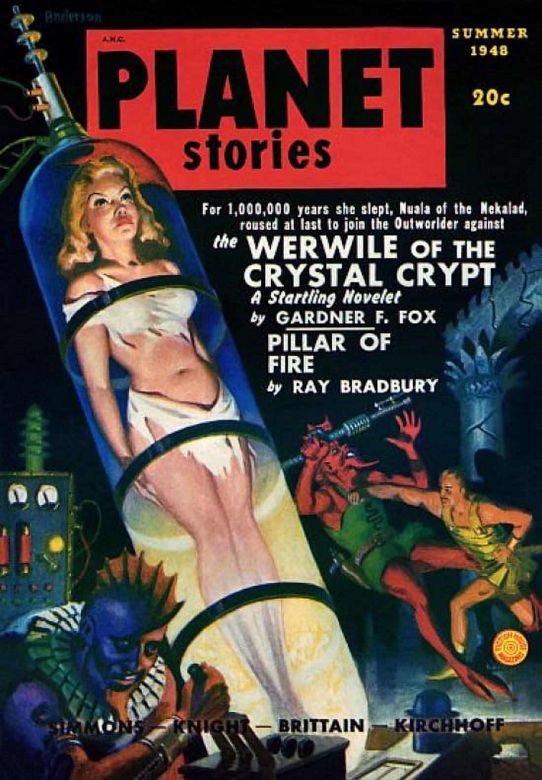 Vintage Sci Fi Planet Stories PILLAR OF FIRE Canvas Art - (18 x 24)