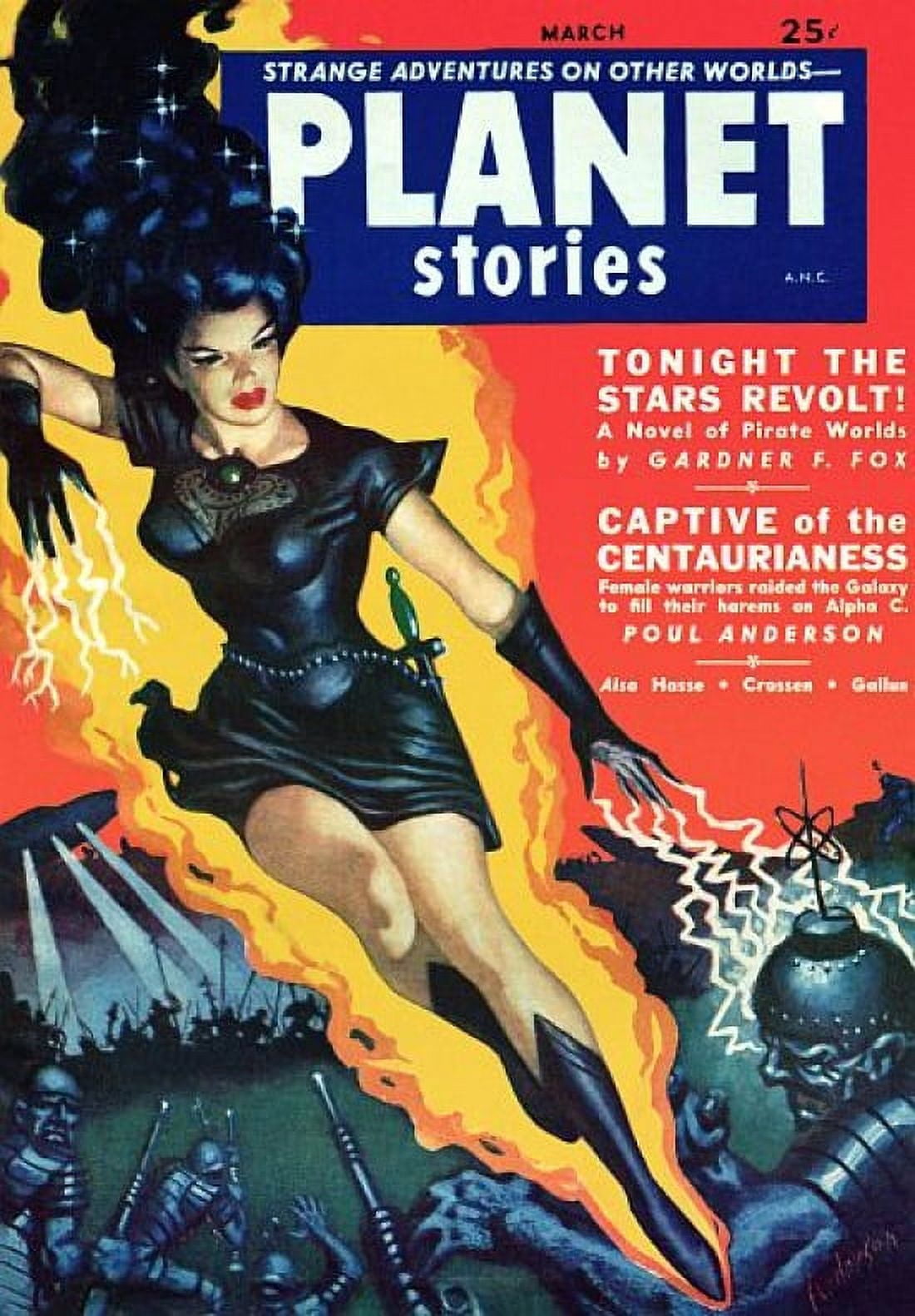 Vintage Sci Fi Planet Stories Pirate Worlds Canvas Art - (18 x 24)