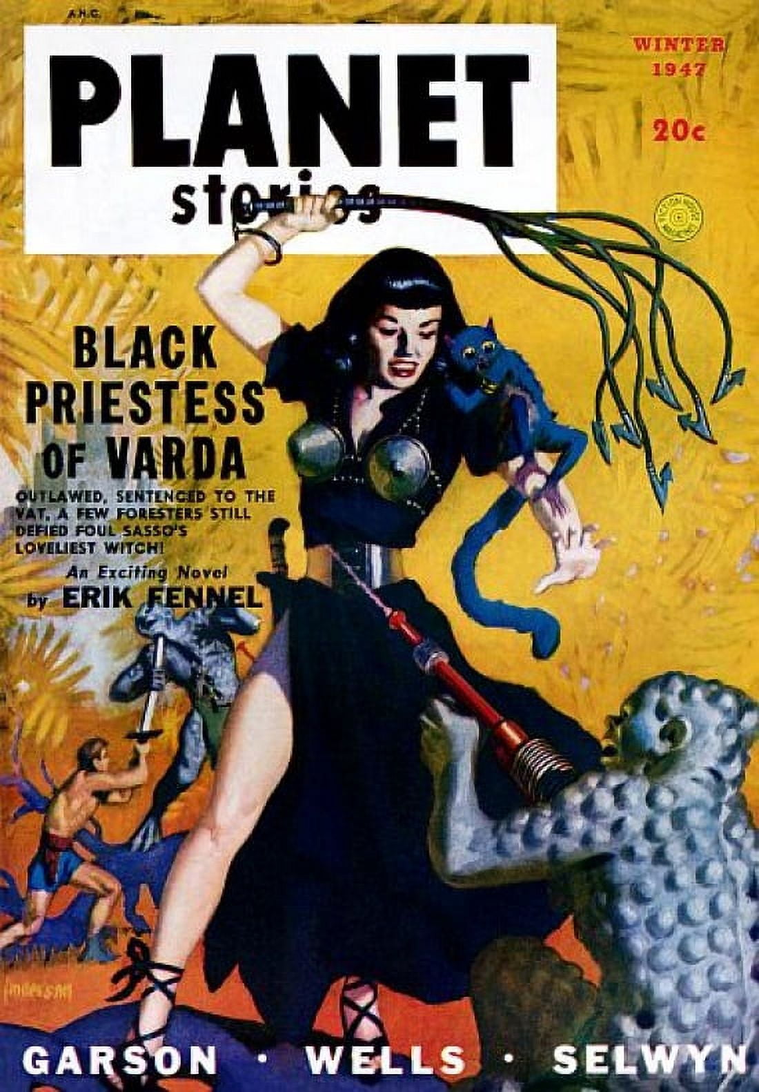 Vintage Sci Fi Planet Stories Priestess of Varda Canvas Art - (24 x 36)