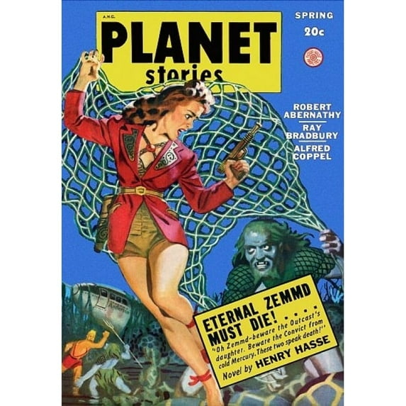 Vintage Sci Fi Planet Stories Robert Abernathy Poster Print (24 x 36)