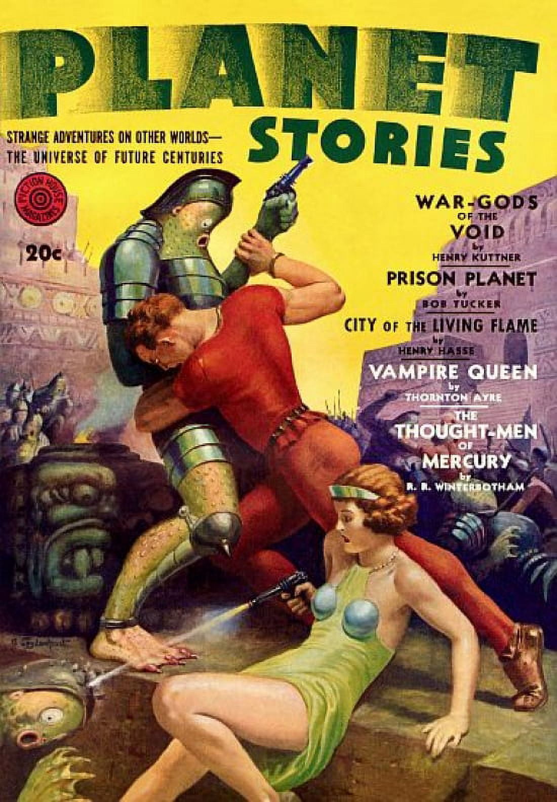 Vintage Sci Fi Planet Stories Strange Adventures Canvas Art - (18 x 24)