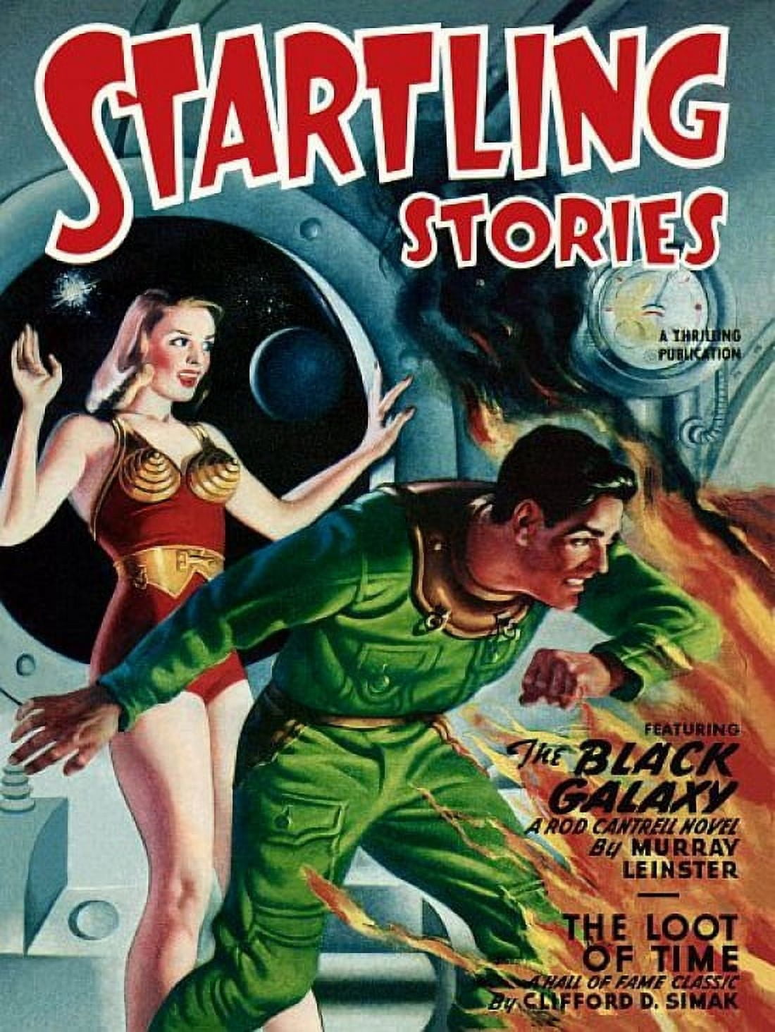 Vintage Sci Fi Startling Stories Black Galaxy Canvas Art - (18 x 24)