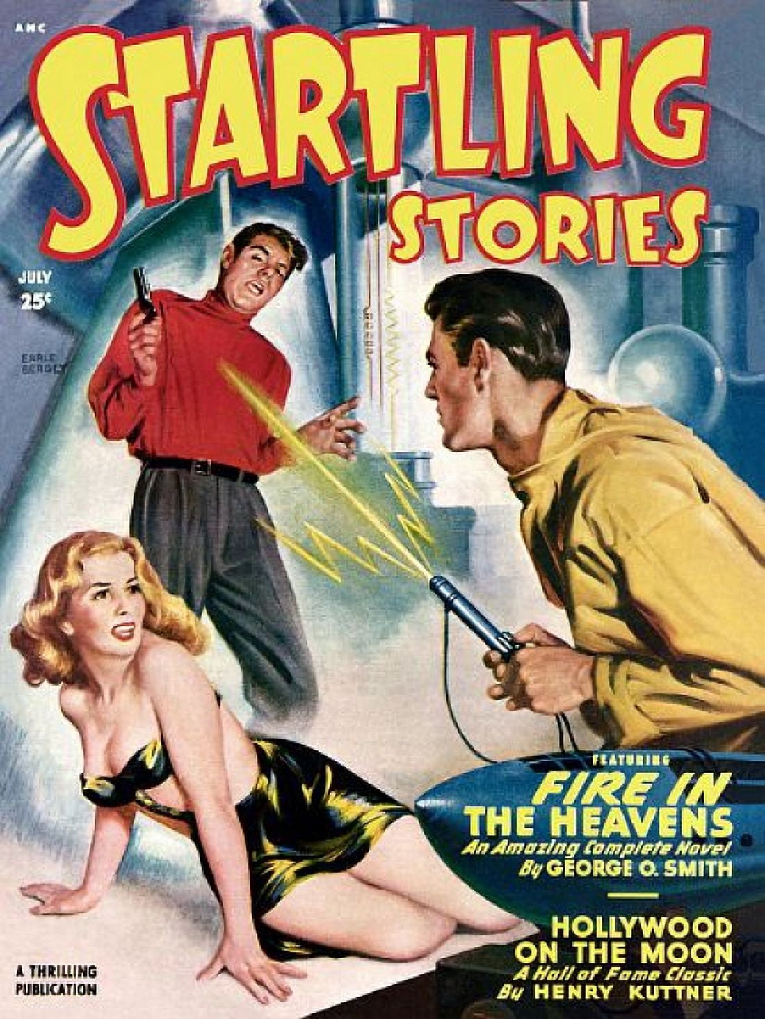 Vintage Sci Fi Startling Stories Fire Heavens Canvas Art - (18 x 24)