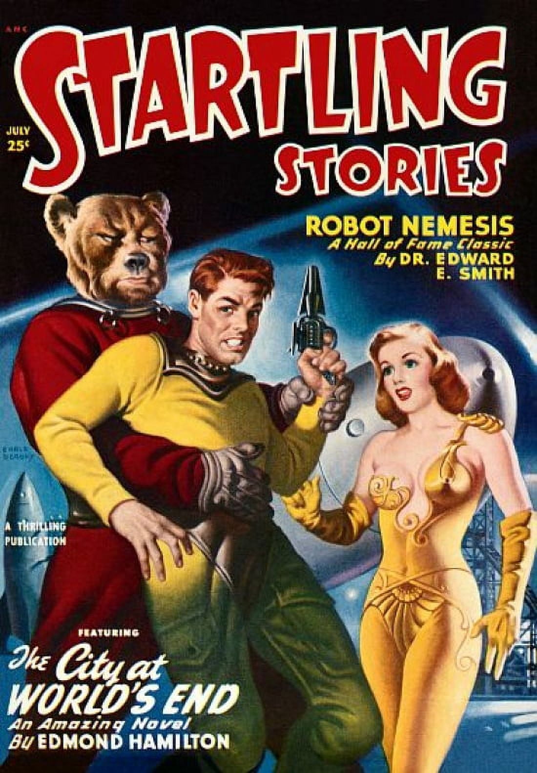 Vintage Sci Fi Startling Stories July 25c Robot Canvas Art - (18 x 24)