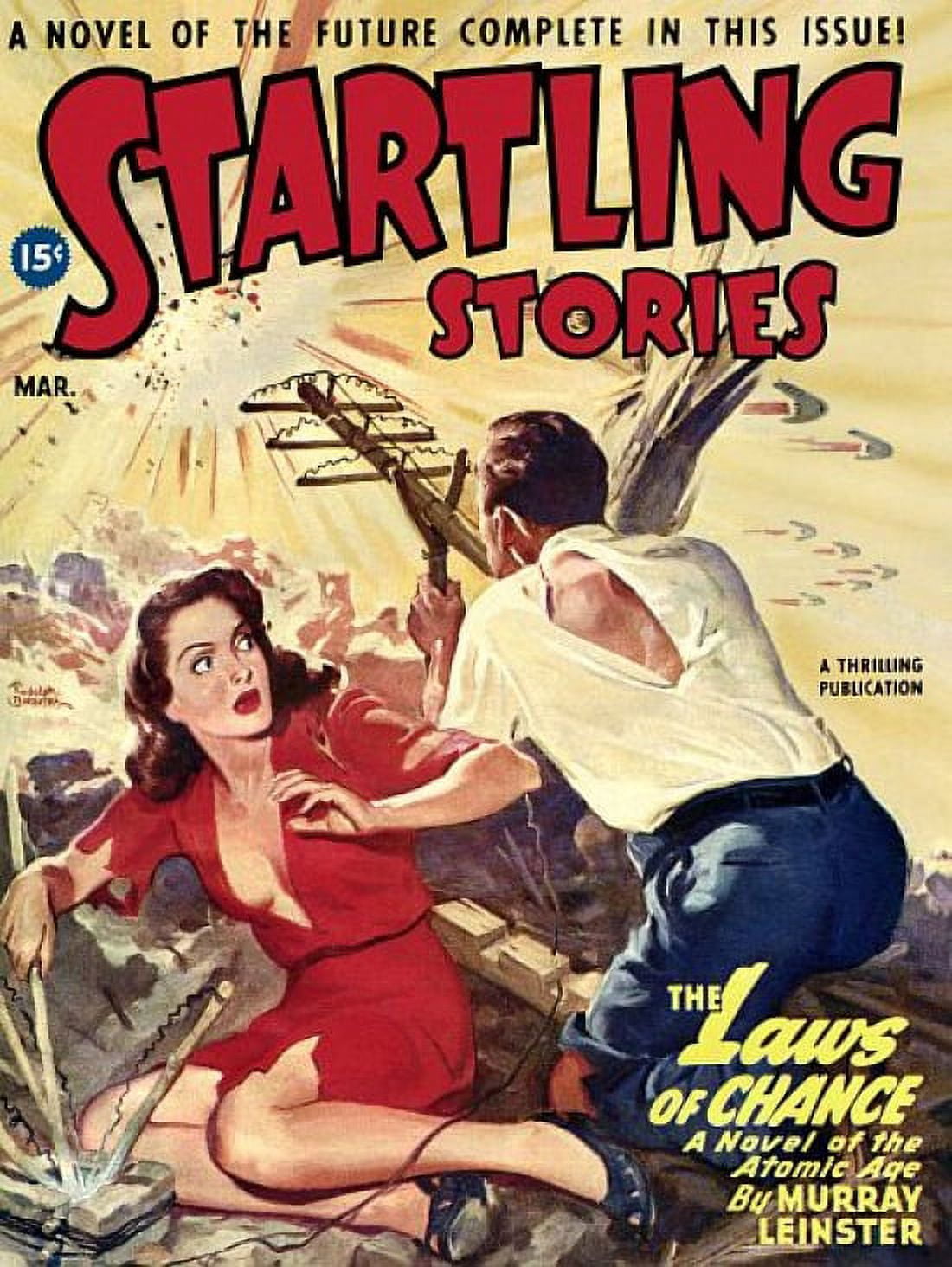 Vintage Sci Fi Startling Stories Murray Leinster Canvas Art - (24 x 36)