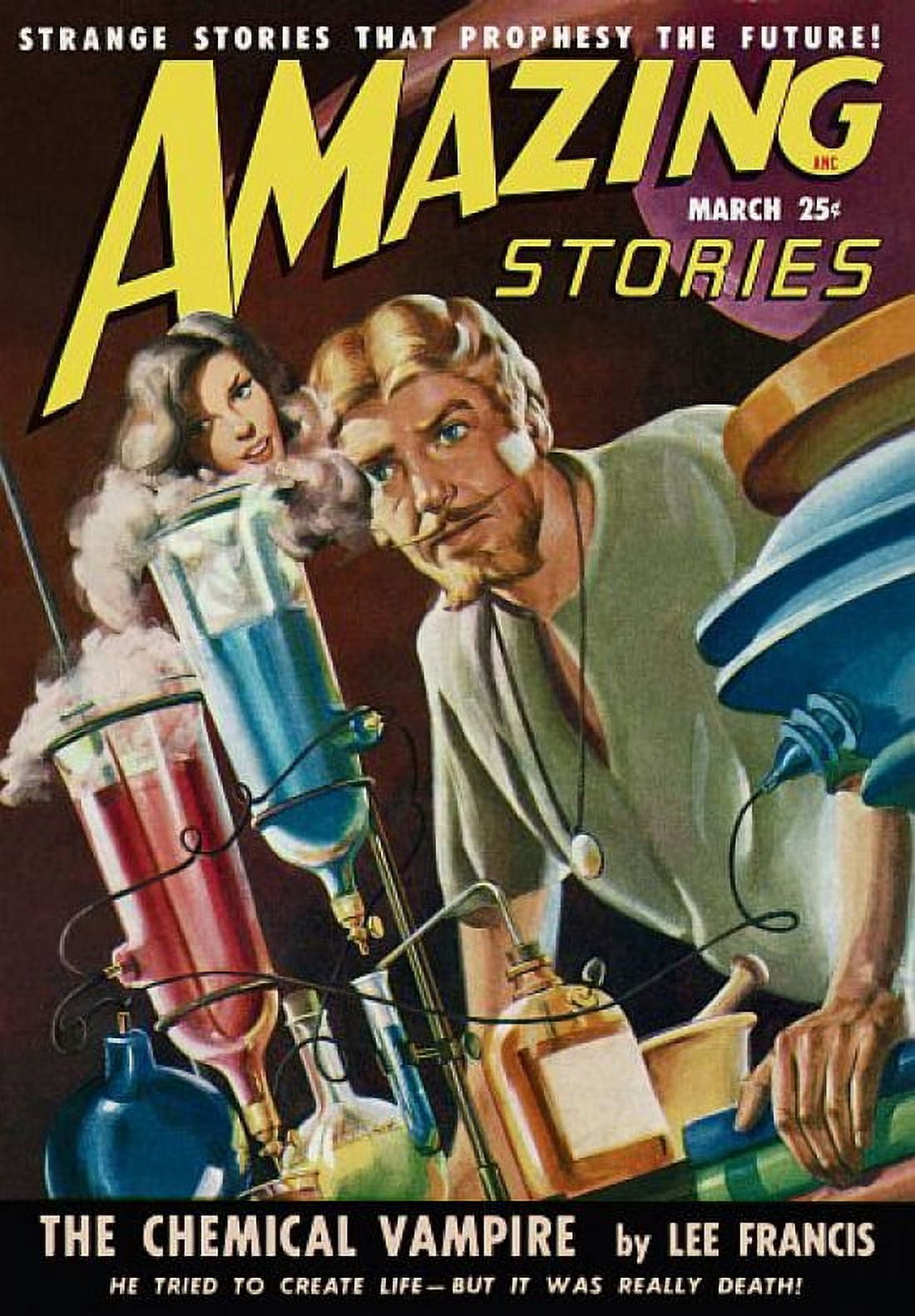 Vintage Sci Fi Strange Stories Chemical Vampire Canvas Art -  (24 x 36)