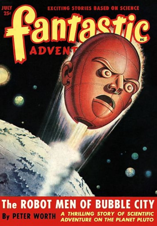 Vintage Sci Fi The Robot Men Of Bubble City Canvas Art - (24 x 36)
