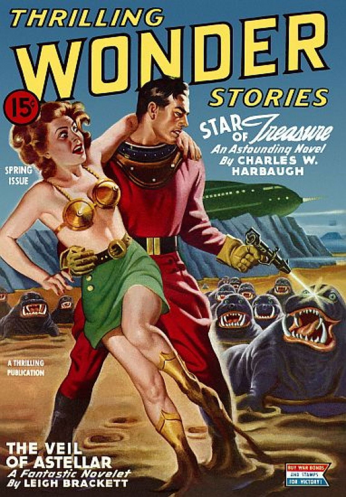Vintage Sci Fi Thrilling Wonder Stories Canvas Art - (18 x 24)