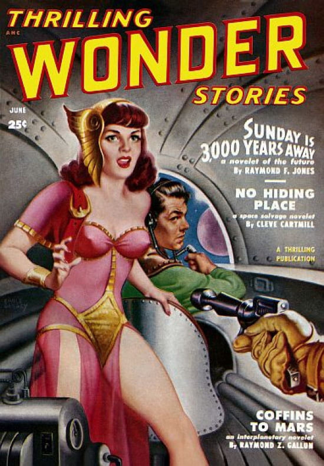 Vintage Sci Fi Thrilling Wonder Stories June 25c Canvas Art - (18 x 24)