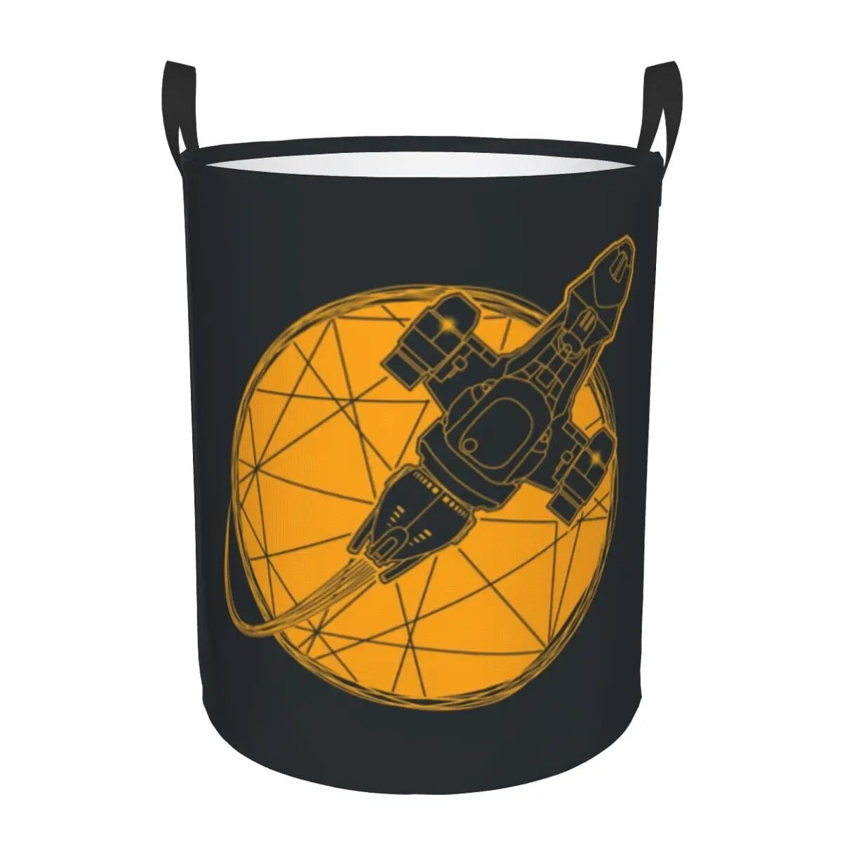 Vintage Sci Fi UFO Flying Saucer Laundry Basket Collapsible Large