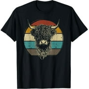 Vintage Scottish Highland Cow T-Shirt: Stylish Retro Apparel for Cow Lovers