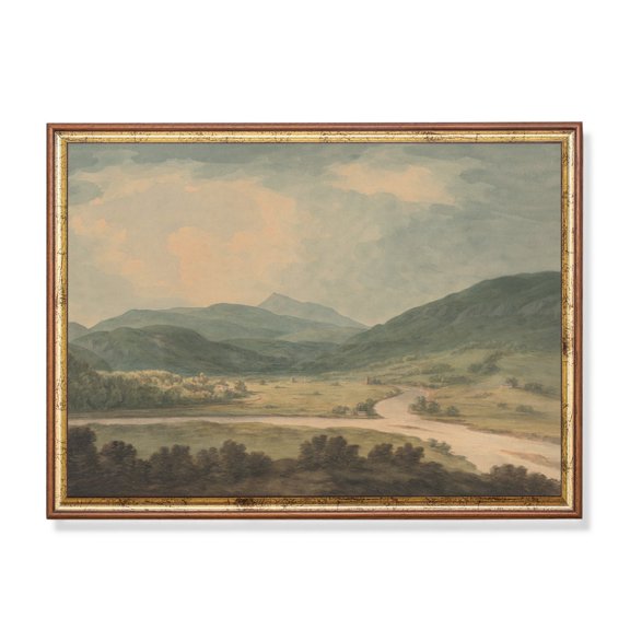 Vintage Scottish Highlands Landscape Rustic Mountain River Scene Unframed Paper Print