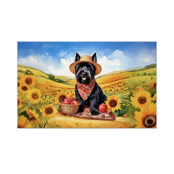 Vintage Scottish Terrier Says Hello Mother's Day Summer Sunflower Field Doormat Scottie Dog Lover Gifts Indoor Outdoor Welcome Mat - 12005