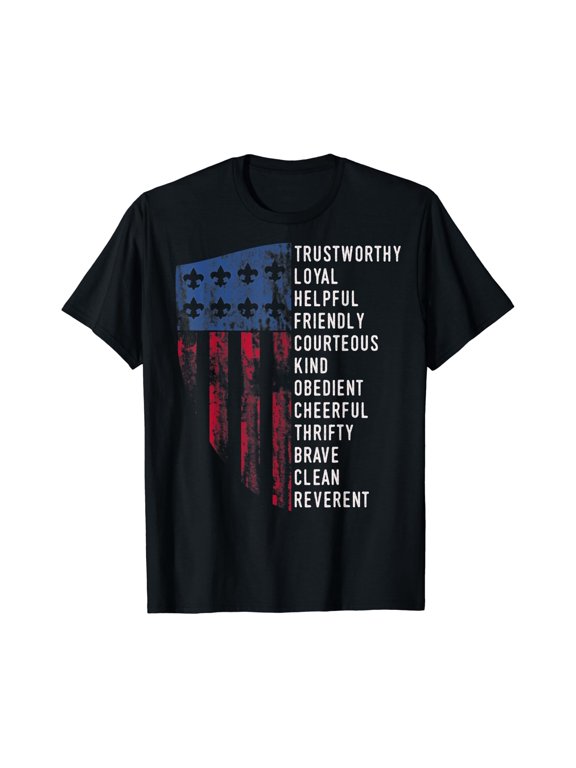 Vintage Scouting Us America Flag Scouting Law T-Shirt