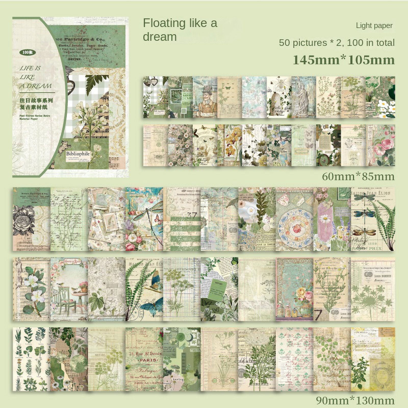 Vintage Scrapbook Decorative Paper - "Days Gone By" Series, 100 Sheets of Retro Journaling and Crafting Material