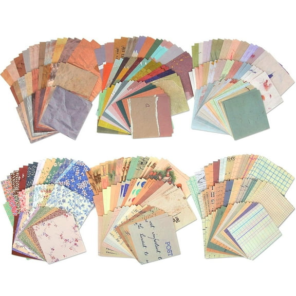 Vintage Scrapbook Paper, 360 Sheets 6 Packs, Multicolor, Rectangular, Matte Finish, Ideal for Scrapbooking, Journaling, Art, DIY Projects