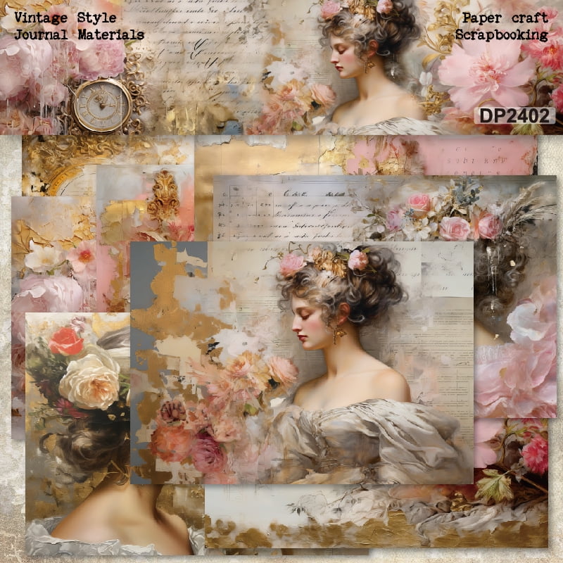 Vintage Scrapbook Paper A5 Size, 24 Sheets Craft Decoupage Paper for ...