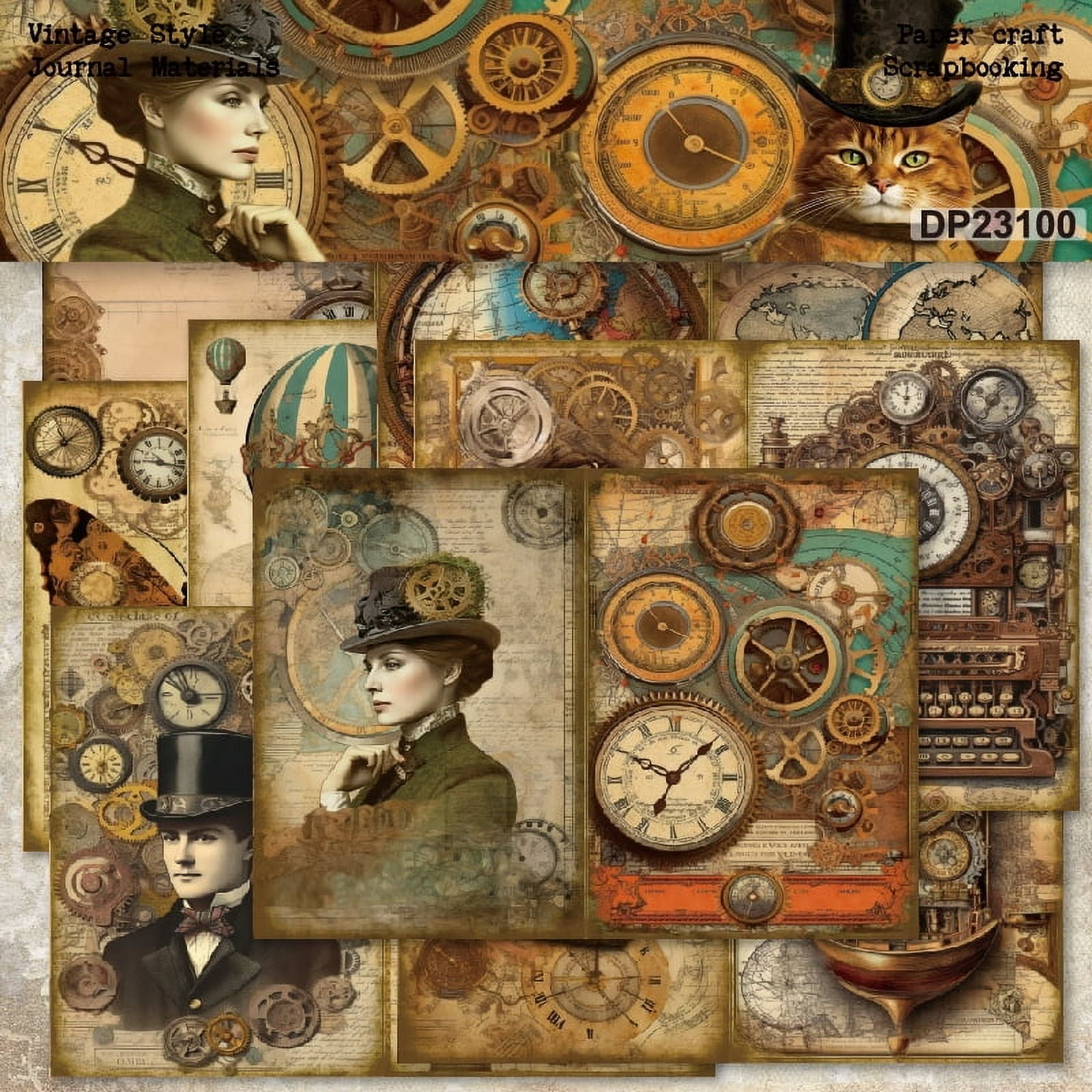 Vintage Scrapbook Paper A5 Size, 24 Sheets Craft Decoupage Paper for ...