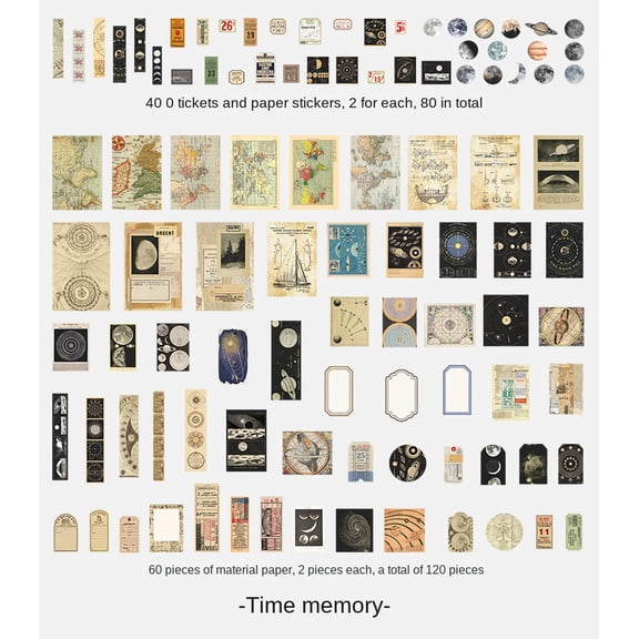 Vintage Scrapbook Series - Retro Art Journal DIY Material Stickers