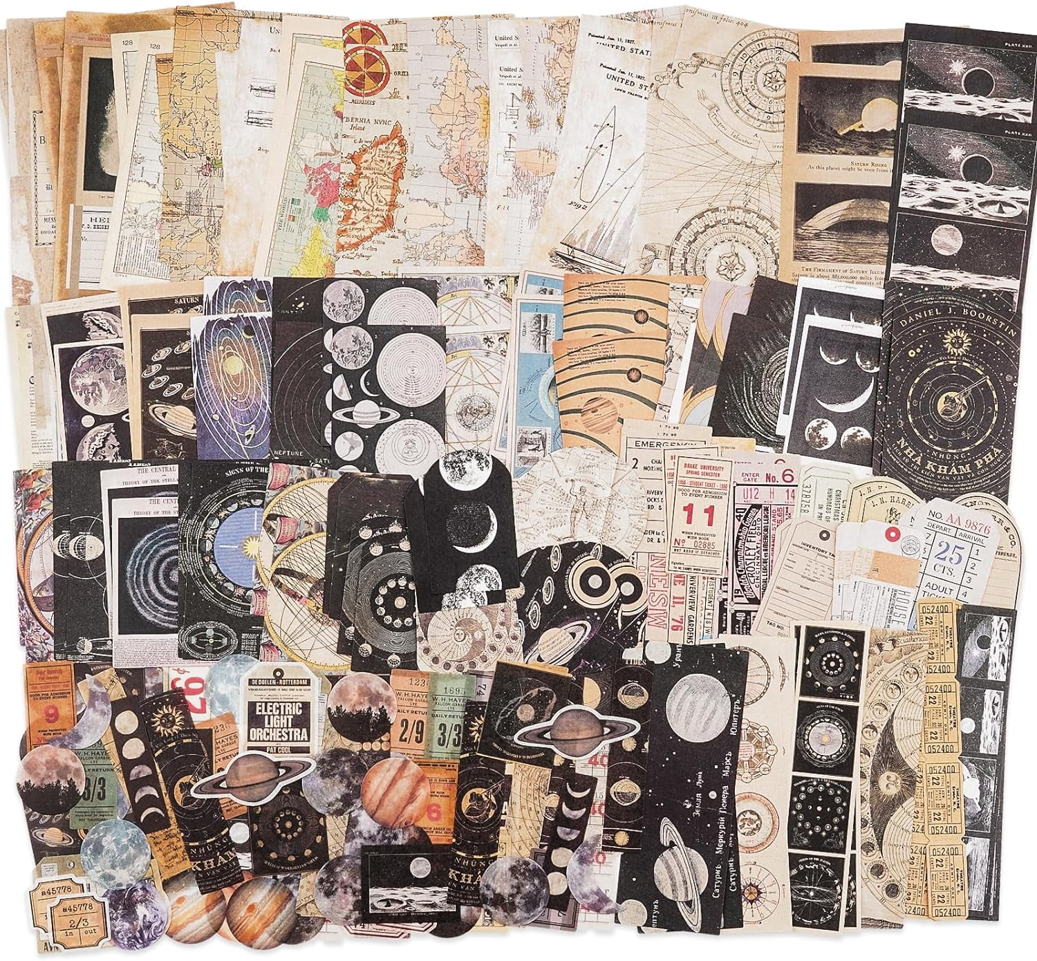 Vintage Scrapbook Supplies Pack (200 Pieces) for Witchy Junk Journal ...