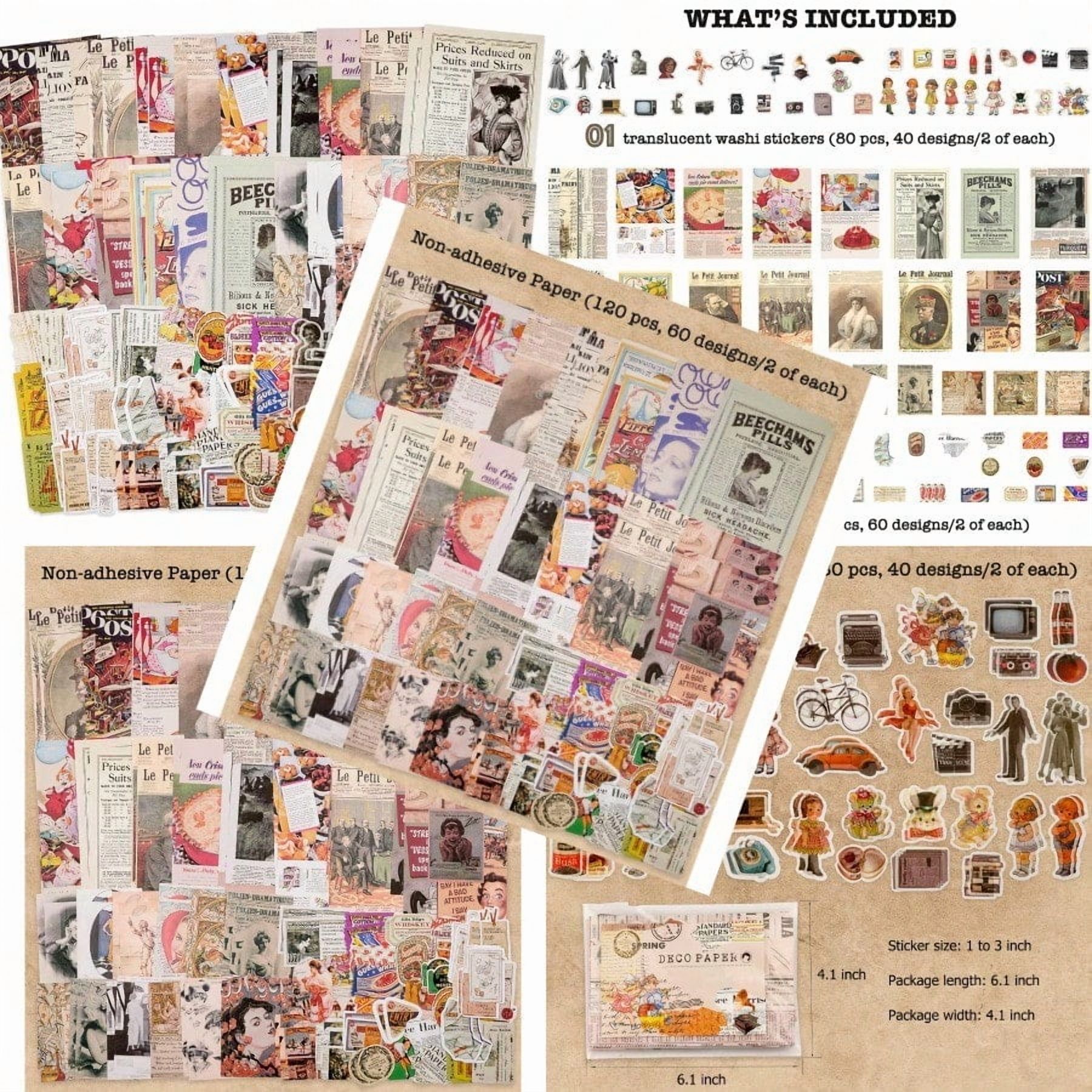 Vintage Scrapbook plies Pack 200 Pieces for Junk Journal Bullet ...