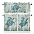 thumbnail image 1 of Vintage Sea Turtle Kitchen Curtains and Valances Set, Nautical Turquoise Ocean Starfish Rod Pocket Window Valance 18 Inch Window Curtain Panels for Living Room Bedroom Laundry, 27.5x36in, 3 Pieces, 1 of 7