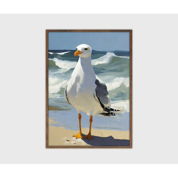 Vintage Seagull Coastal Art Print, Unframed Paper Poster 8x10in