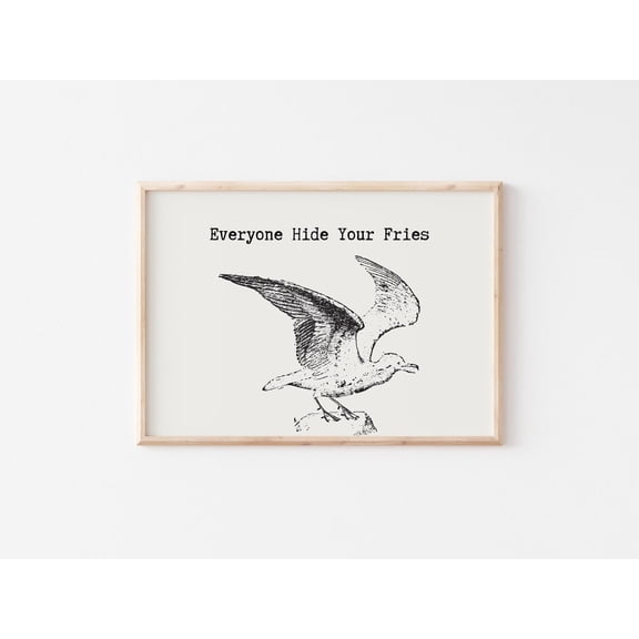 Vintage Seagull Coastal Poster, Unframed Paper Poster 8x10in