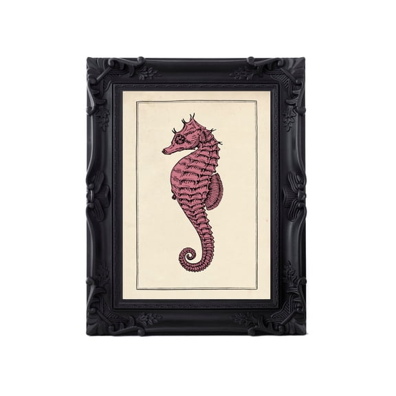 Vintage Seahorse Bathroom Gothic Aquatic Illustration Steampunk Poster Unframed Paper Print