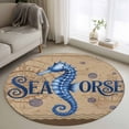 thumbnail image 1 of Vintage Seahorse Round Area Rug 3Ft Washable Small Circle Rugs for Kitchen Entryway, Brown Nautical Anchor Bubbles Coastal Non-Slip Carpet Floor Mats Indoor Outdoor Carpet Runner Aesthetic Home Decor, 1 of 8