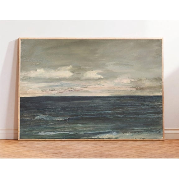 Vintage Seascape : Moody Coastal Art Poster, Unframed Canvas Size 16x24