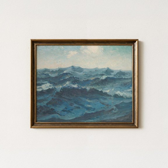 Vintage Seascape Stormy Ocean Wave Wall Art English Country Decor